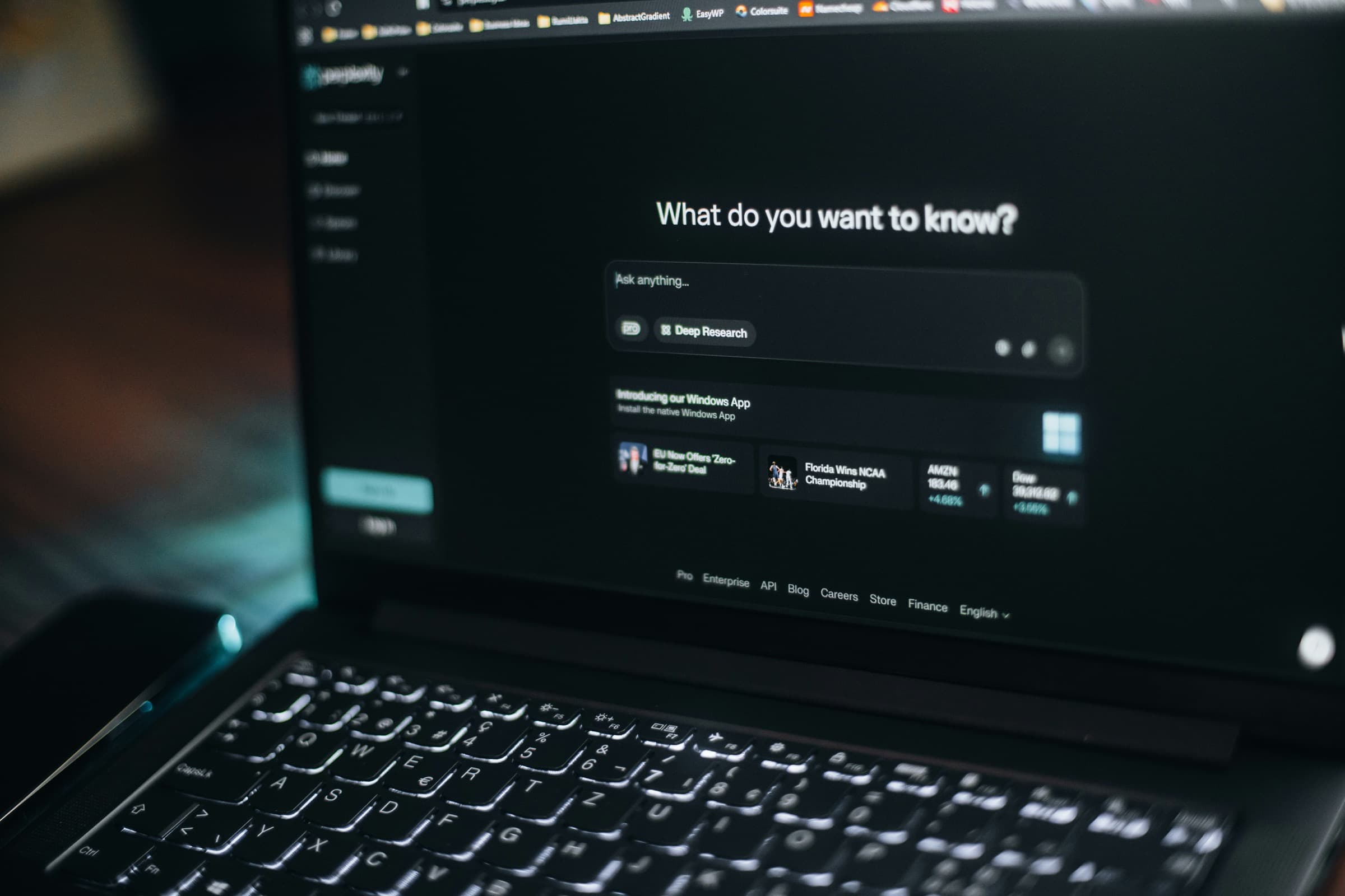 Laptop showing an AI answer engine interface for website citation strategy