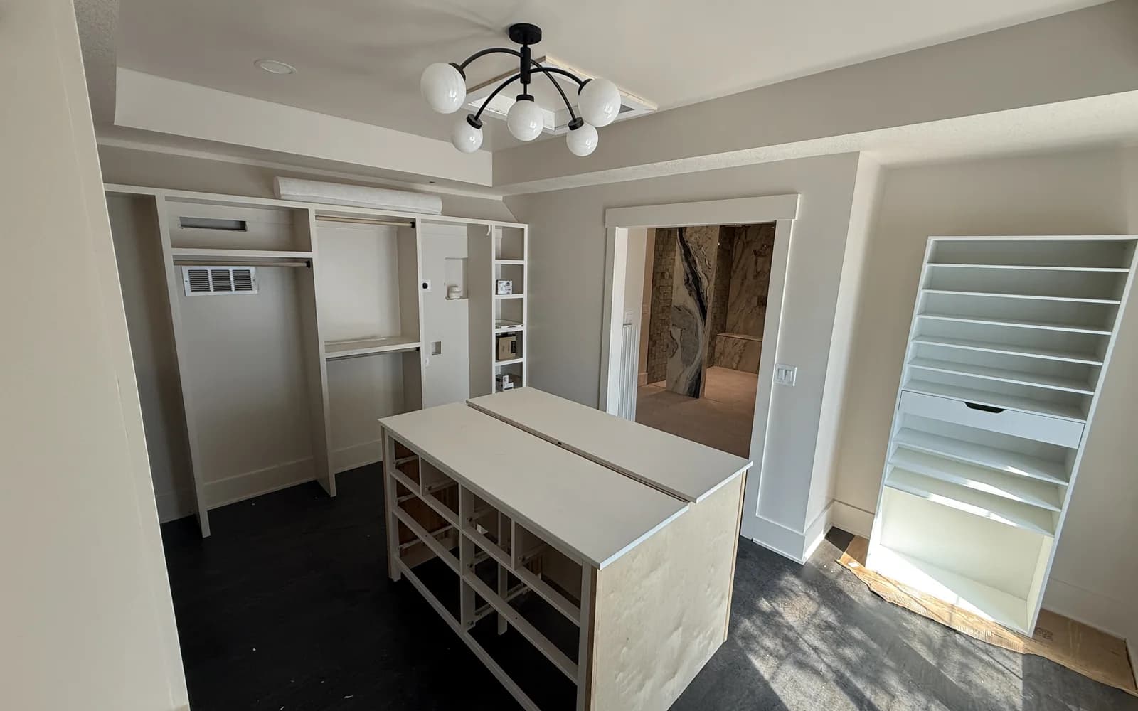 Built-in storage installation in progress for a contractor website rebuild article