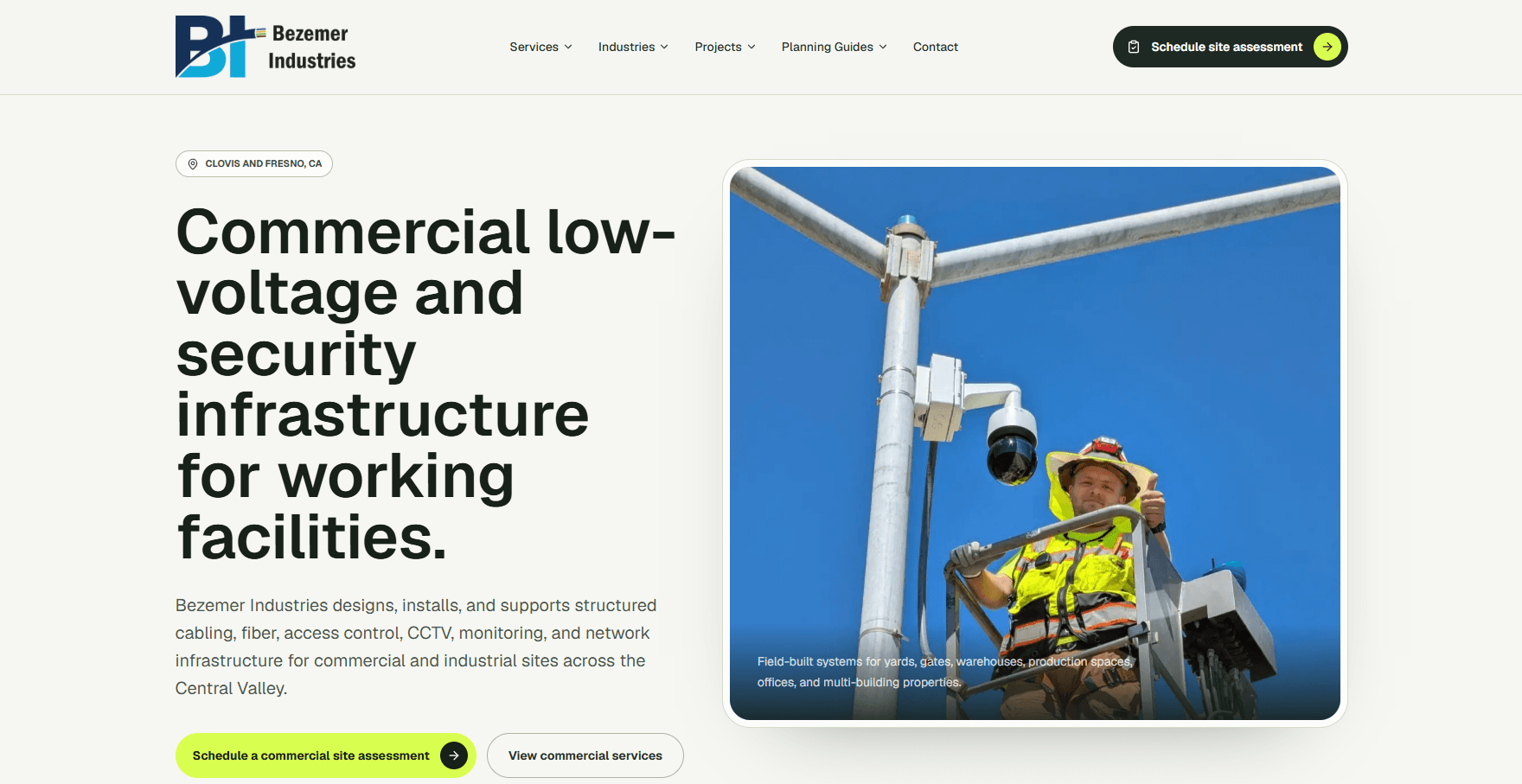 Bezemer Industries website homepage designed by DewBwah