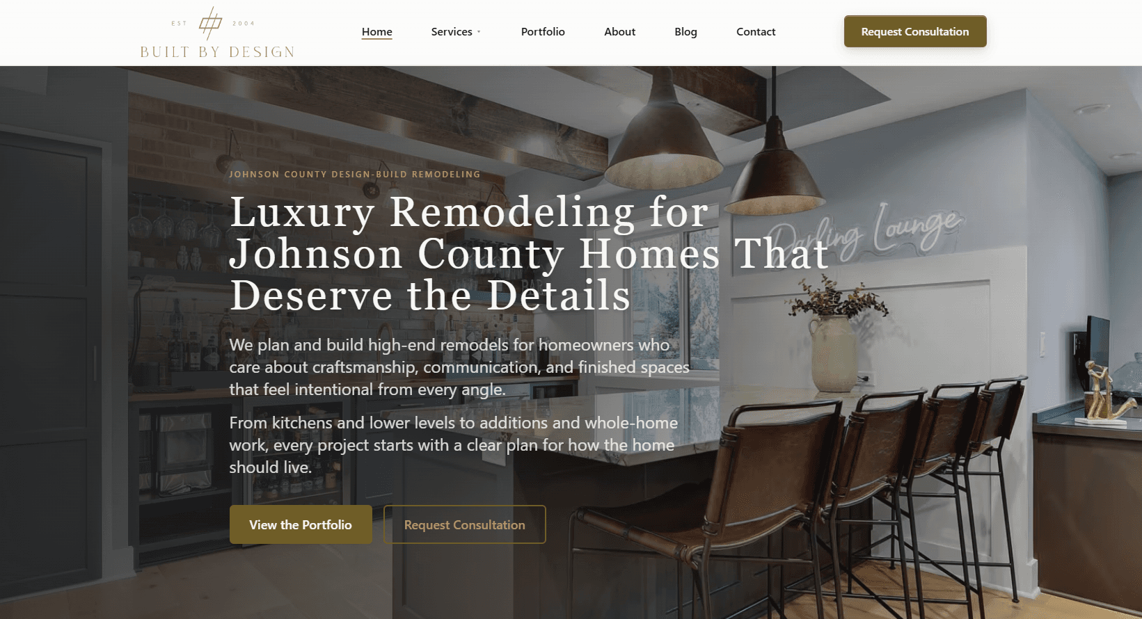 Built by Design website homepage designed by DewBwah