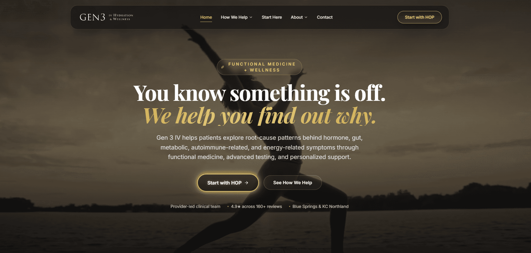 Gen 3 IV Hydration and Wellness website homepage designed by DewBwah