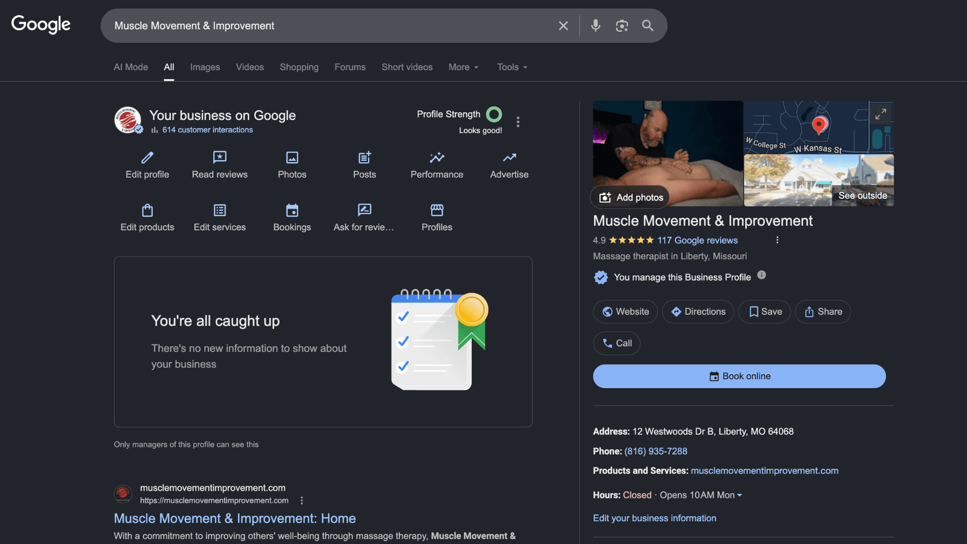 Google Business Profile dashboard screenshot