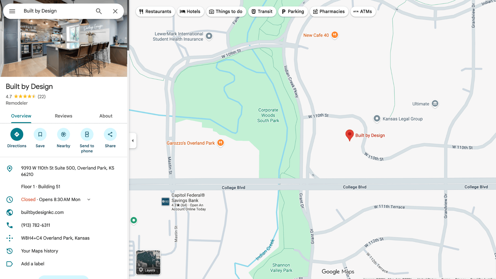 Google Maps business listing screenshot for a local remodeler