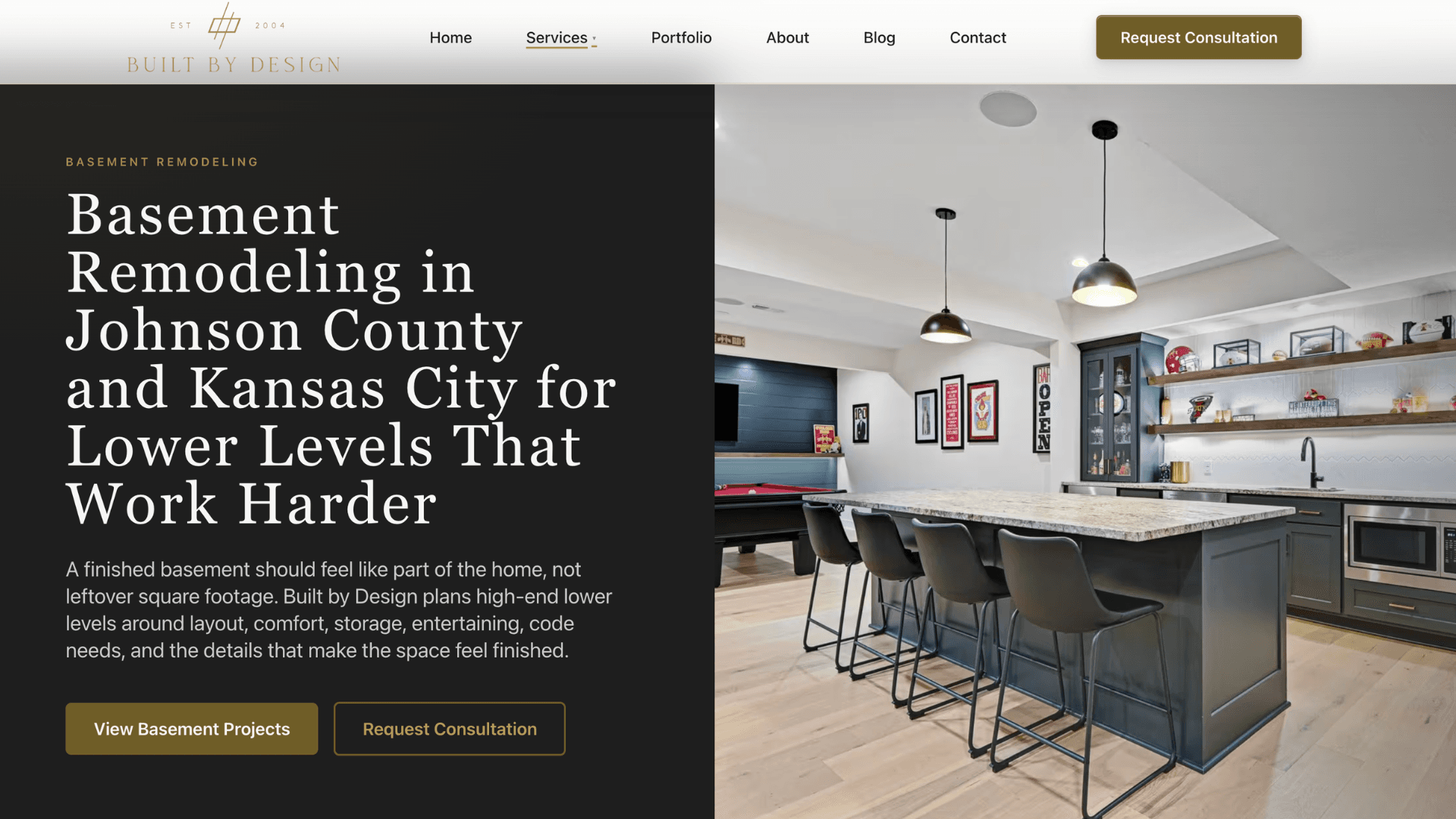 Contractor service page example screenshot