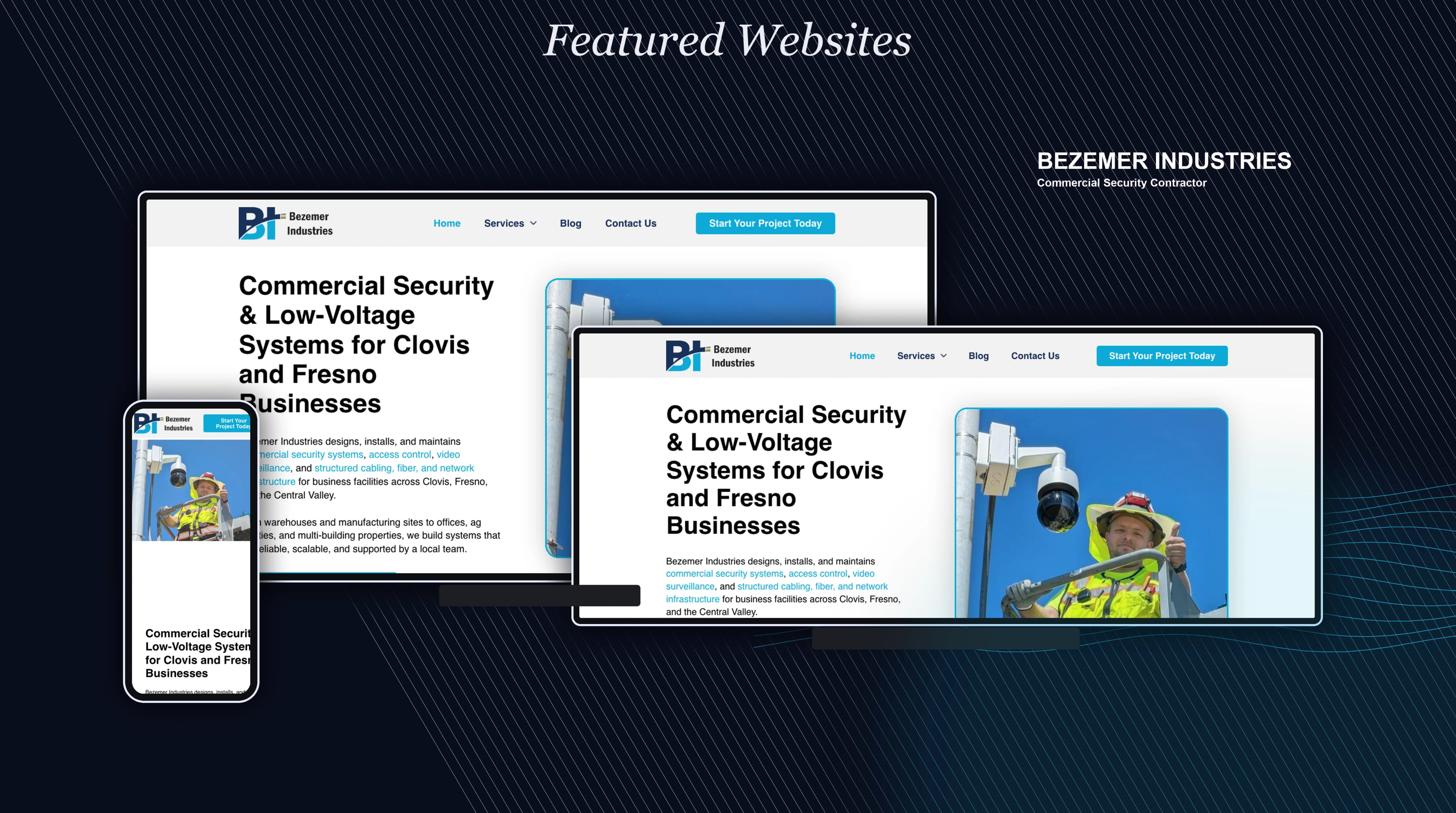 Commercial security website design example by DewBwah Marketing