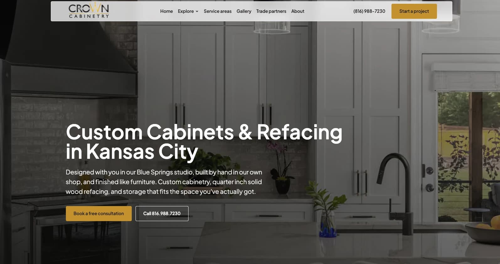Crown Cabinetry website homepage design