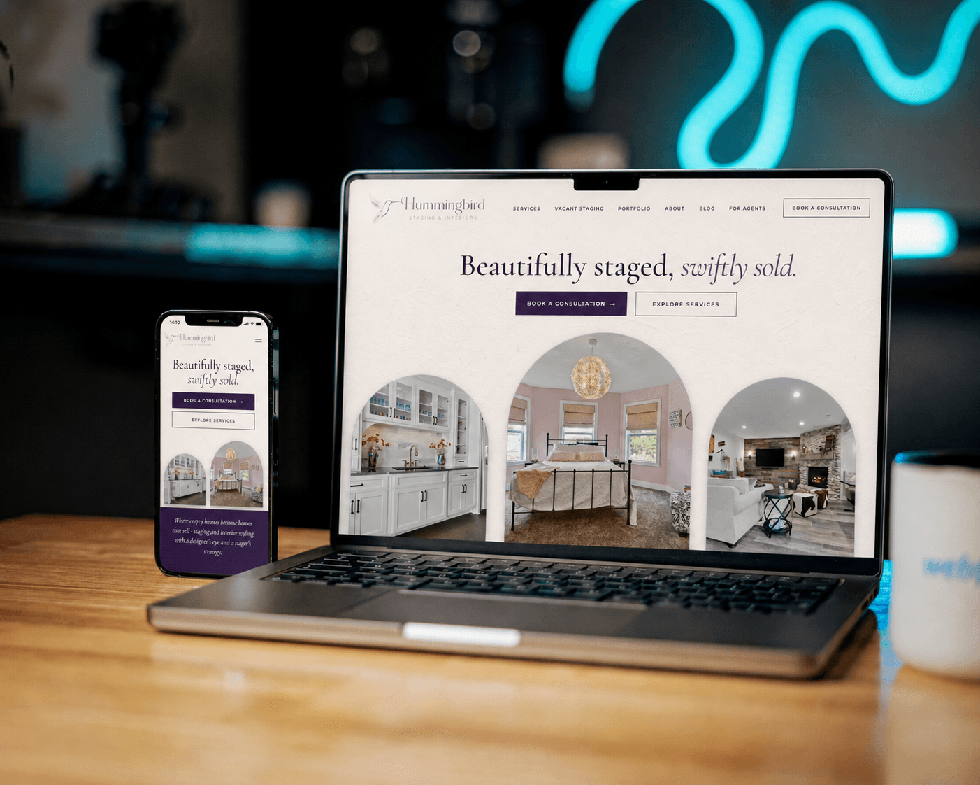 Hummingbird Staging and Interiors revised website mockup designed by DewBwah