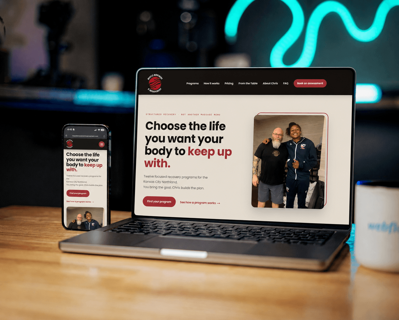 Muscle Movement and Improvement revised website mockup designed by DewBwah