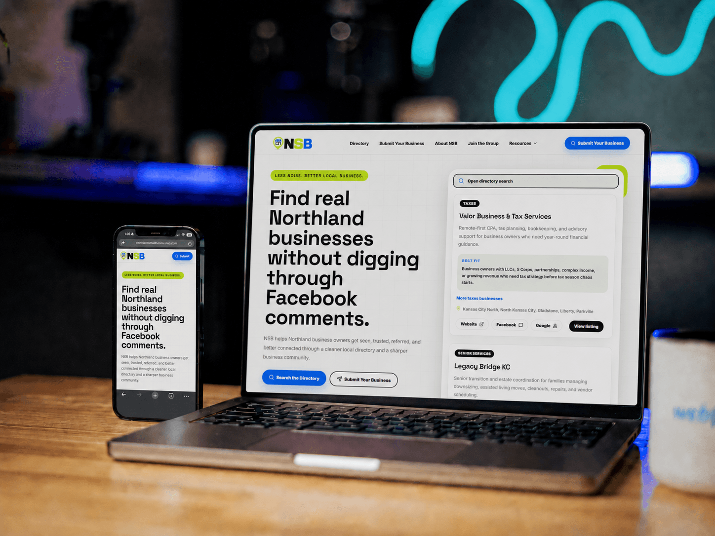 Northland Small Business revised website mockup designed by DewBwah