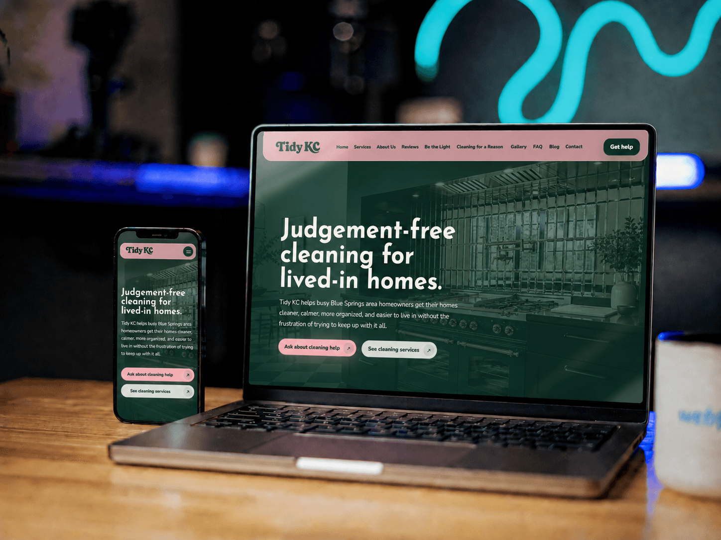Tidy KC revised website mockup designed by DewBwah
