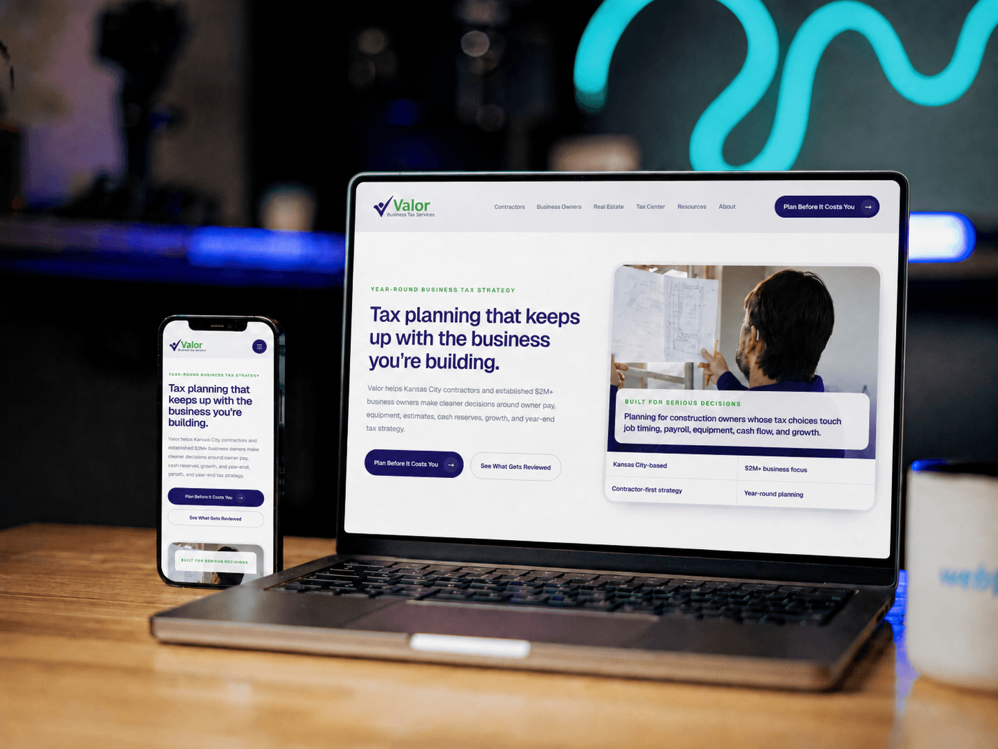 Valor Business and Tax Services revised website mockup designed by DewBwah