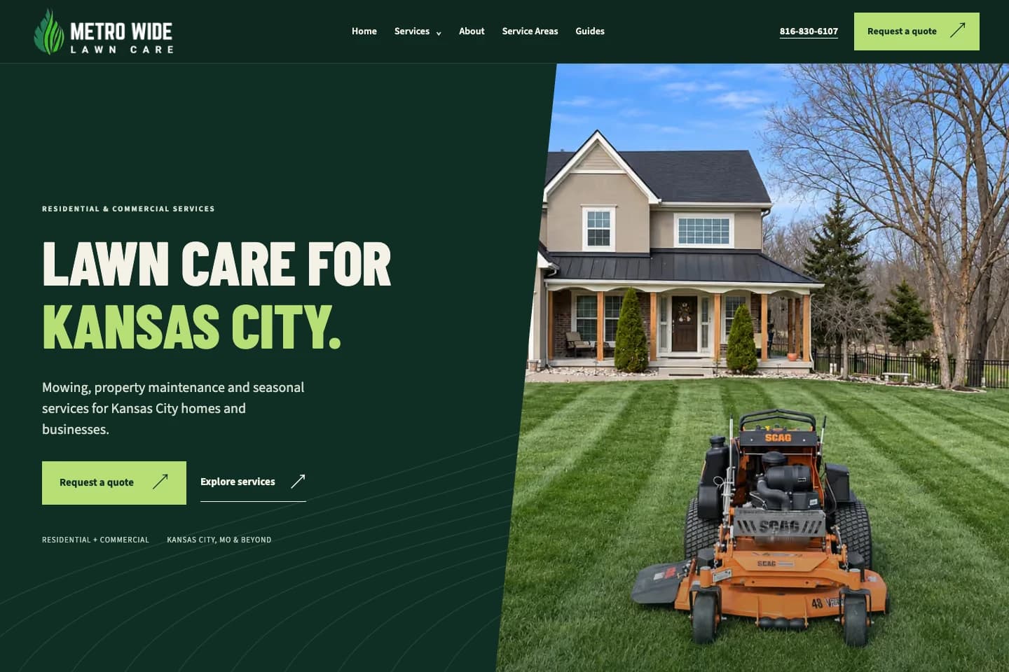 Metro Wide Lawn Care desktop website captured September 15, 2026
