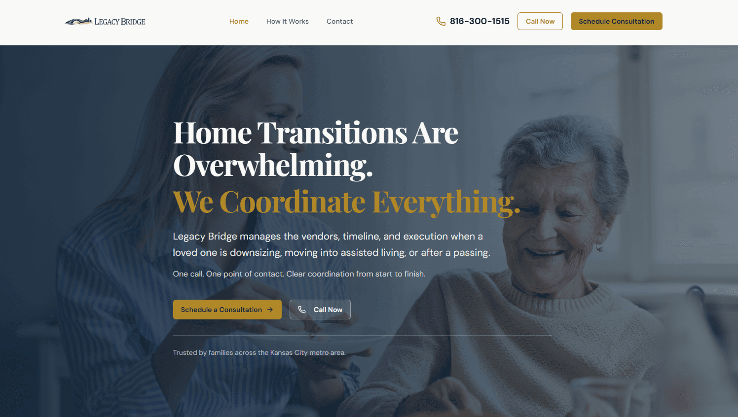 Legacy Bridge senior transition website designed by DewBwah