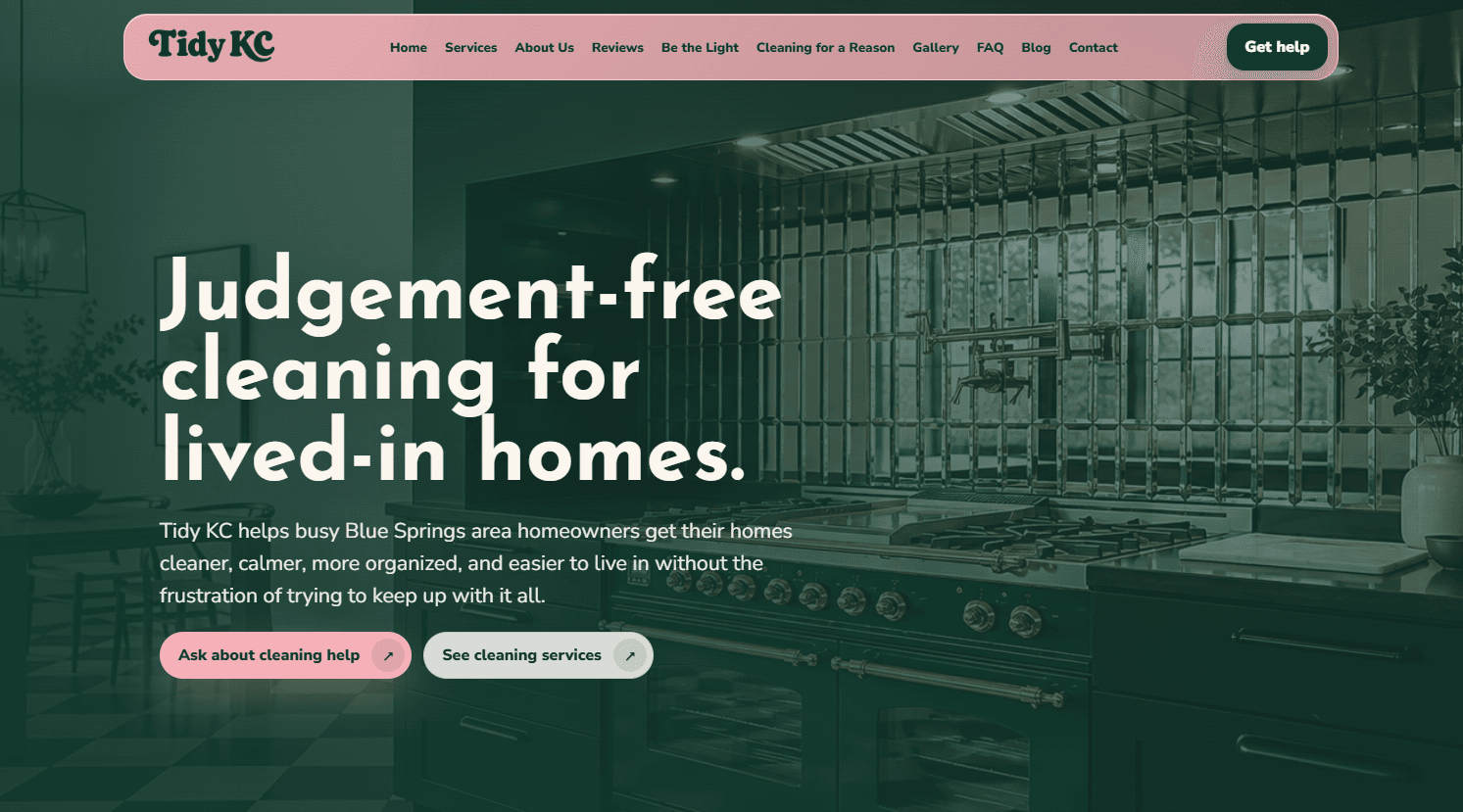 Tidy KC cleaning website designed by DewBwah
